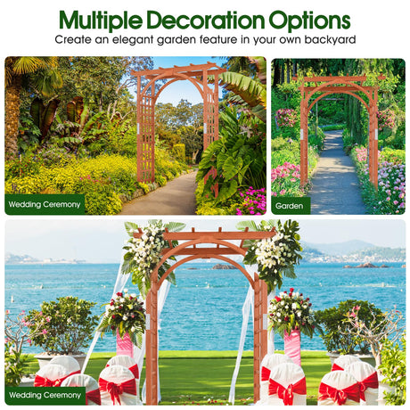 Giantex 85inch Wooden Garden Arch Wedding Arch for Ceremony, Garden Arbor Trellis for Climbing Plants Vines, Easy Assembly, Outdoor Flower Arches Wedding Arbor for Bridal Party Giantex
