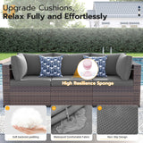 UDPATIO Patio Furniture Set with Fire Pit Table, 8 Piece Outdoor Sectional Modular Sofa, Wicker Outdoor Furniture Conversation Sets with Waterproof Cover for Backyard Deck (Brown/Dark Grey) UDPATIO