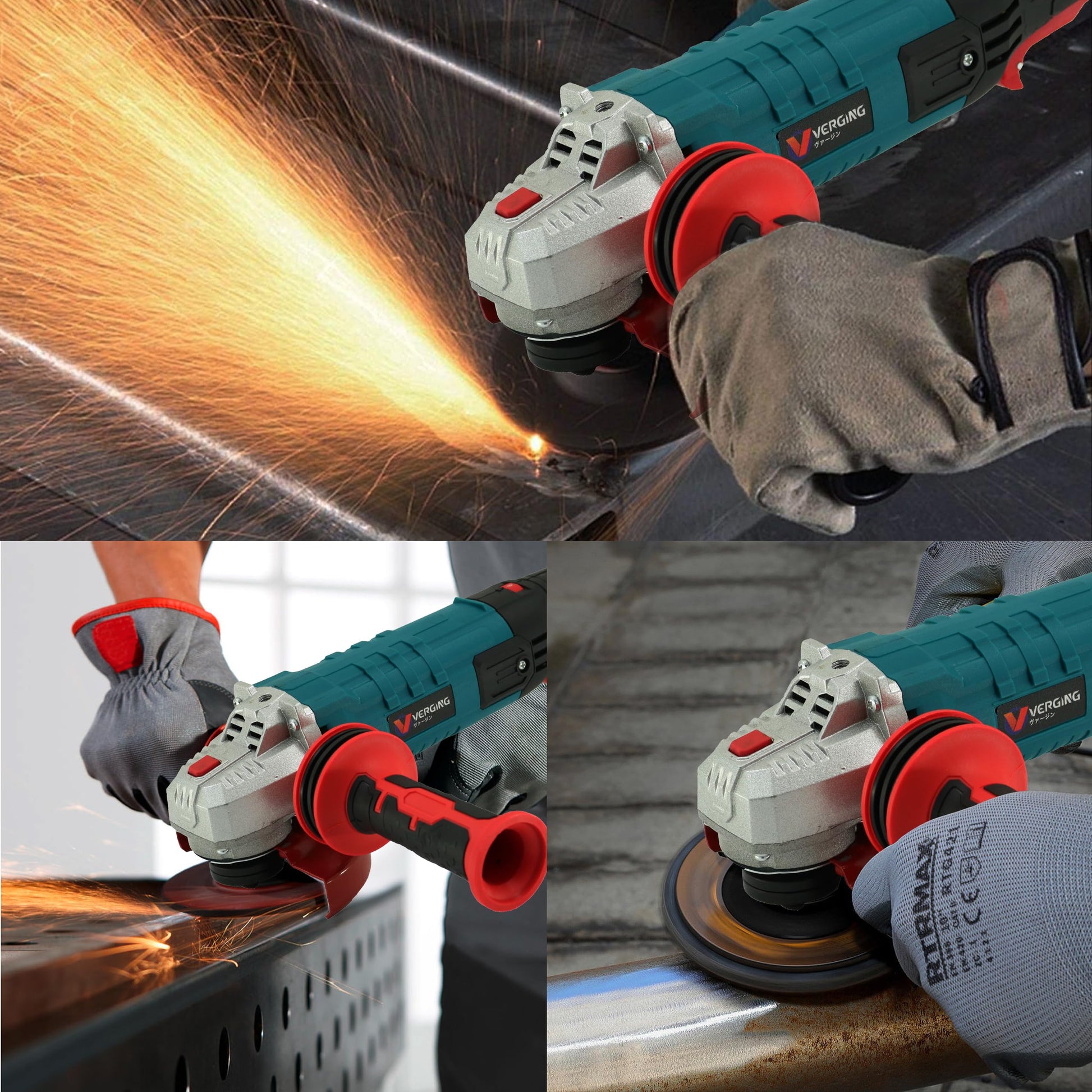 VERGING Angle Grinder, 4 1/2 Angle Grinder 10-Amp, 1200W Multifunctional High Power Grinder Tool with Grinding and Buffer Polishing Capabilities, Non-Slip Handle, and Auxiliary Handle Shockpr - WoodArtSupply