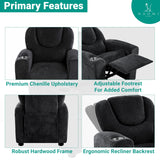 Naomi Home Suri Kids Recliner Chair with Cup Holder & Footrest, Black Chenille - Cozy Lounge for Toddlers & Children Naomi Home