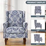 UIXE Floral Accent Chair, High Back Pattern Arm Chair for Living Room, Traditional Fabric Armchair Comfy Upholstered Sofa Reading Seat with Nailhead Trim & Retro Wood Legs - Navy UIXE