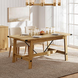 WAMPAT 4-6 Person Farmhouse Dining Table with Heavy Duty Wooden Legs, 67.7 Inch Rectangular Modern Wood Kitchen Table for Dining Room & Living Room, Oak Brown WAMPAT