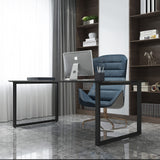 HOMEKAYT Metal Table Legs 28''Hight 35'' Wide Heavy Duty Furniture Legs, Modern Desk Legs Multiple Uses for Dinning Table Coffee Table (Rectangle Shape, 2pcs)-Black HOMEKAYT