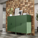 Bevivog Green Metal Locker Cabinet with 2 Doors, Metal Accent Cabinets with 2 Adjustable Shelves Home Office Storage Lockers Sideboard for Kitchen Living Room Hallway Entryway Bevivog