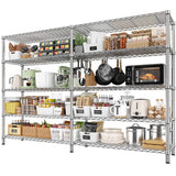 REIBII 69.8" W Storage Shelves 1510LBS Wire Shelving Unit 5 Tier Metal Shelving for Storage Rack Shelves Adjustable Heavy Duty Garage Shelf Pantry Shelves Kitchen Shelving,69.8"Wx15.8"Dx72.4"H,Chrome REIBII