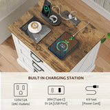 Whalefall Farmhouse Night Stand Set of 2, Large 3 Drawers Bedside Table with Charging Station, 22 inch Wide End Table for Bedroom, 2pcs White Whalefall