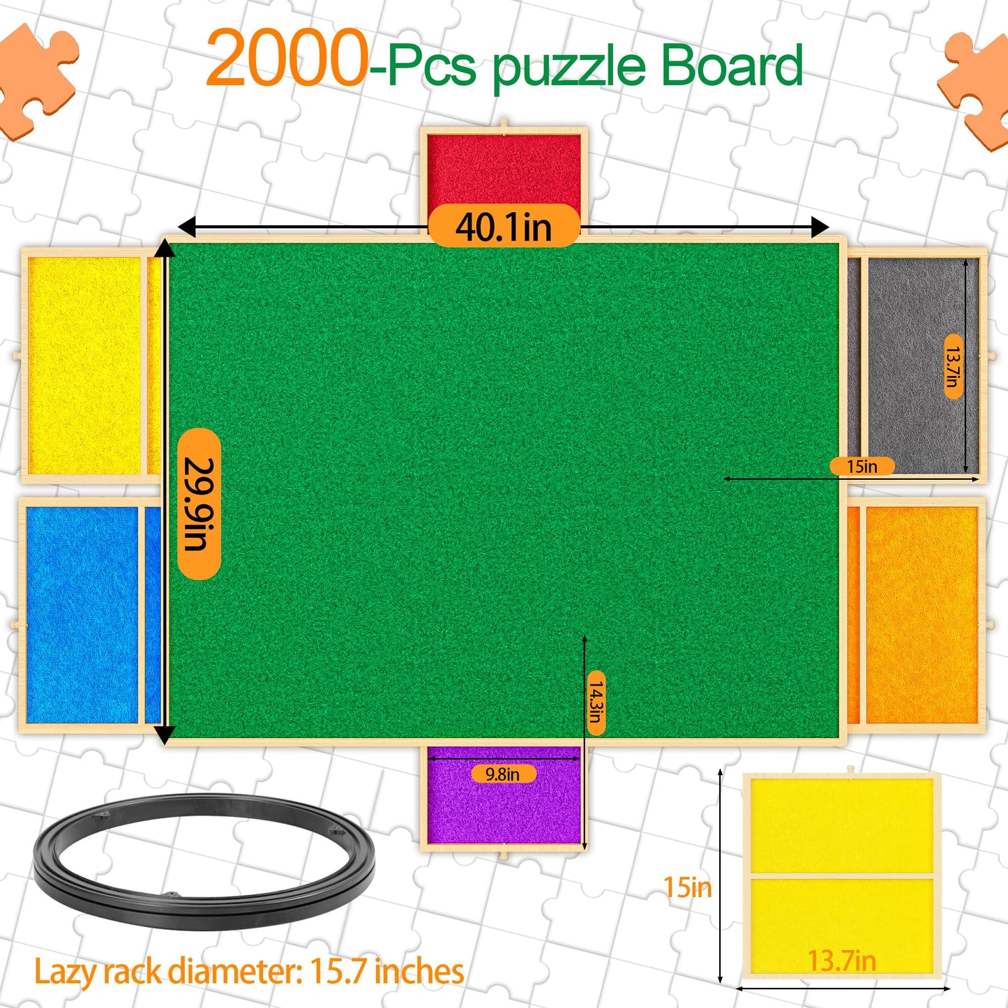 2000 Piece Puzzle Board Table with 6 Drawers and Cover,41”X 30” Portable Jigsaw Puzzle Tables for Adults and Kids Spinning Puzzle Saver Sorting Trays Boards