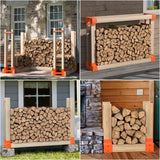 Mr IRONSTONE Firewood Log Storage Rack Bracket Kit, Adjustable Wood Rack Length Based on the Amount of Wood, for Outdoor Indoor Patio Deck Metal Log Holder Outdoor Tools with 34 Accessories Orange Mr IRONSTONE