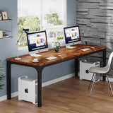 Vagaconl Computer Desk, Long Office Desk 2 Person Home Office Work Desks 78.74" L x 27.55" W x 29.52" H, Large Writing Table Study Desk, Rustic Brown (Only Table) Vagaconl