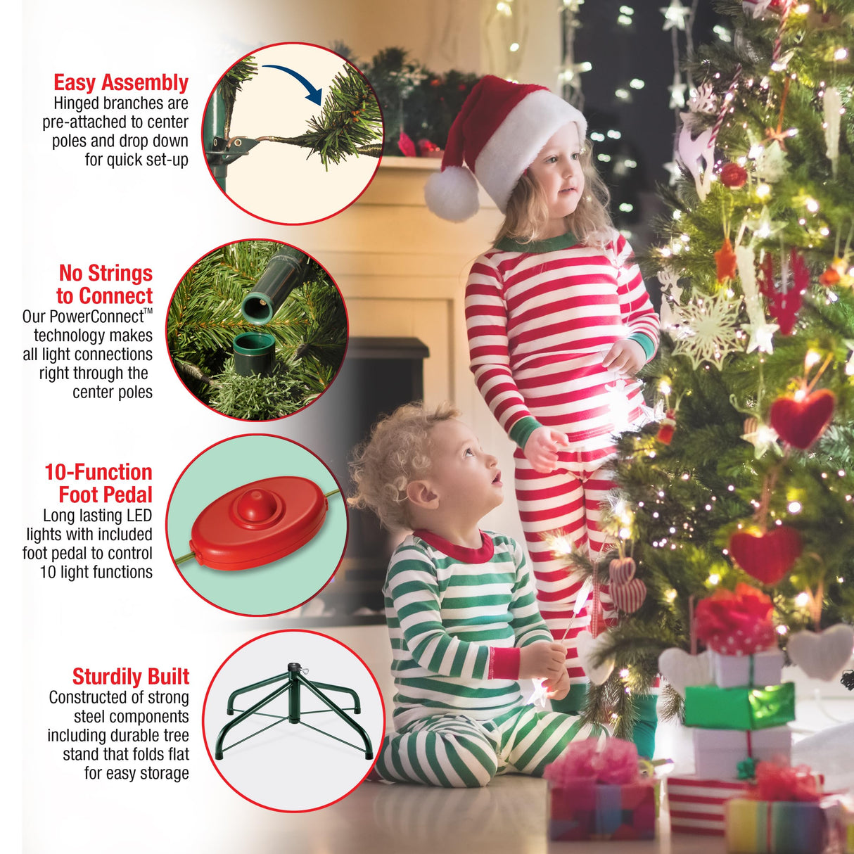 National Tree Company Pre-Lit Artificial Full Christmas Tree, Green, Dunhill Fir, Dual Color LED Lights, Includes Stand, 9 Feet National Tree Company