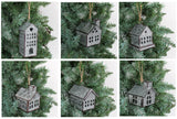 Sweet Summer Living Set of 6 Pieces Assorted Christmas Ornament, Village Houses, Farmhouse Decor, Tin Houses Galvanized Sweet Summer Living