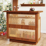 Tribesigns Home Bar Unit, 4-Tier Liquor Bar Table, Mini Bar with Wine Racks and Glass Holder, Farmhouse Bar Cabinet for Home Kitchen Pub, Caramel Brown Tribesigns