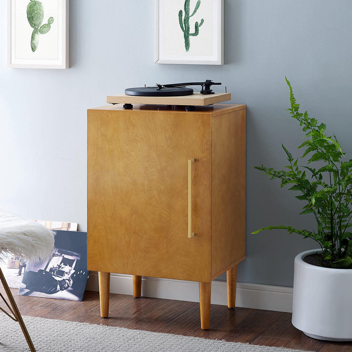Crosley Furniture Everett Record Player Stand with Storage for Vinyl Records, Acorn Crosley Furniture