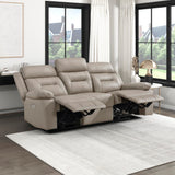 Lexicon Power Double Recliner Sofa, Top Grain Leather Match Reclining Sofa with Pillow Top Armrests, Home Theater Seating, Wall Hugger Recliner Couch with USB Port, 87" W, Latte Lexicon