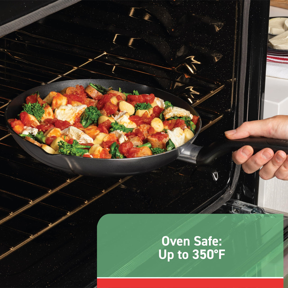 T-fal Initiatives Nonstick Cookware Set 18 Piece, Oven Broiler Safe 350F, Kitchen Cooking Set w/ Fry Pans, Saucepans, Saute Pan, Dutch Oven, Griddle, Pots and Pans, Home, Dishwasher Safe, Red T-Fal