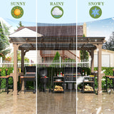 Yardenaler 6 x 13 FT Wooden Grill Gazebo with Sloping Metal Roof, BBQ Canopy with Stakes for Outdoor Patio, Garden, Lawn, Light Mocha Brown Yardenaler