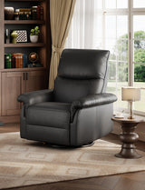 IDEALHOUSE Manual Recliner Chair, 360° Swivel Rocker Glider Recliner with Padded Armrests, Modern PU Leather Upholstered Reclining Chair for Living Room Bedroom and Nursery (Black) IDEALHOUSE