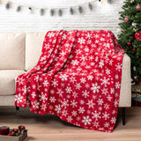 PAVILIA Christmas Throw Blanket | Red Snowflake Christmas Fleece Blanket | Soft, Plush, Warm Winter Cabin Throw, 50x60 (Red/White Snowflake) PAVILIA
