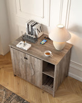 FOREST GRAVITY Cat-Faced Doors Cat Litter Robot Enclosure,Automatic Litter Box Enclosure for Litter Robot 3/4,Power Outlet for Litter Robot Cabinet,Litter Collector,Dog-Proof Adjustable Shelf,Grey FOREST GRAVITY