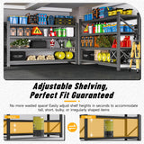 8000LBS Heavy Duty Garage Shelving Units, 68" Wide Metal Storage Shelves, Black 4 Tier Storage rack, Industrial Shelving, Adjustable Standing Shelf for Industries, Warehouses (68"W x 24"D x 63.5"H) heycode