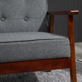 HOMCOM Modern Upholstered 2-Seat Loveseat Sofa with Linen-Touch Fabric and Rubberwood Legs, Grey HOMCOM