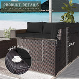 RTDTD Outdoor Patio Furniture Set with Propane Fire Pit Table, 13 Pieces Outdoor Furniture Patio Sectional Sofa Conversation Sets w/ETL Approved 43" Gas Outdoor Fire Table & Coffee Table(Black) RTDTD