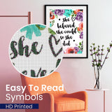 Modern Merch Inspirational Diamond Art for Adults DIY Motivational Quote Wall Art Floral 5D Diamond Painting for Adults, Flowers Cross Stitch Gem Art, Round Drill 12x16 Modern Merch