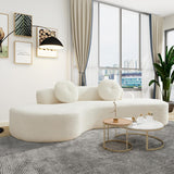 106'' Oversize Sponge Curved Sofa,Modern Minimalist Corduroy Anti-Wrinkle Sofa,Cloud Couch 3-Seater Couch w/2 Pillows (Beige) BUIORD