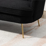 Black Modern Boucle Loveseat Couch,Futon Small Sofa with Gold Metal Legs ,2-Seater Upholstered Mini Sofa Couches for Small Space,Living Room Bedroom Office Dorm Studio Apartment Couche(Black) Gustonhon