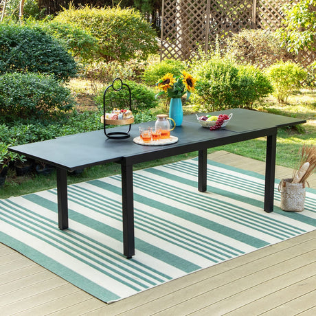 Sophia & William Expandable Patio Dining Table, Extra Large 99.2" L x 35.5" W Outdoor Dining Table for 6-10 Person Metal Rectangular Patio Table with E-Coating for Garden Porch Deck (Black) Sophia & William
