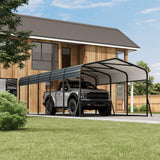 12' x 24' Heavy Duty Metal Carport with Galvanized Steel Roof, Metal Roof Carport with Enhanced Base, Tall Metal Carport Kits Garage for Tractors, Pickup, Boat, Car LuyFuitre