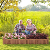 Giantex Wood Raised Garden Bed, Planting Bed with Corner Drainage, Non-Woven Liner for Growing Vegetables, Flowers, Herbs, Fruits, 91”x24”x16” Divisible Planter Box for Backyard, Garden, Lawn Giantex