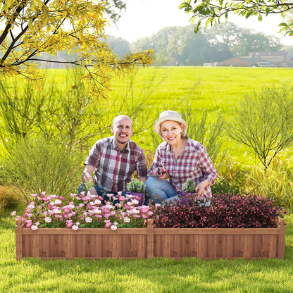 Giantex Wood Raised Garden Bed, Planting Bed with Corner Drainage, Non-Woven Liner for Growing Vegetables, Flowers, Herbs, Fruits, 91”x24”x16” Divisible Planter Box for Backyard, Garden, Lawn