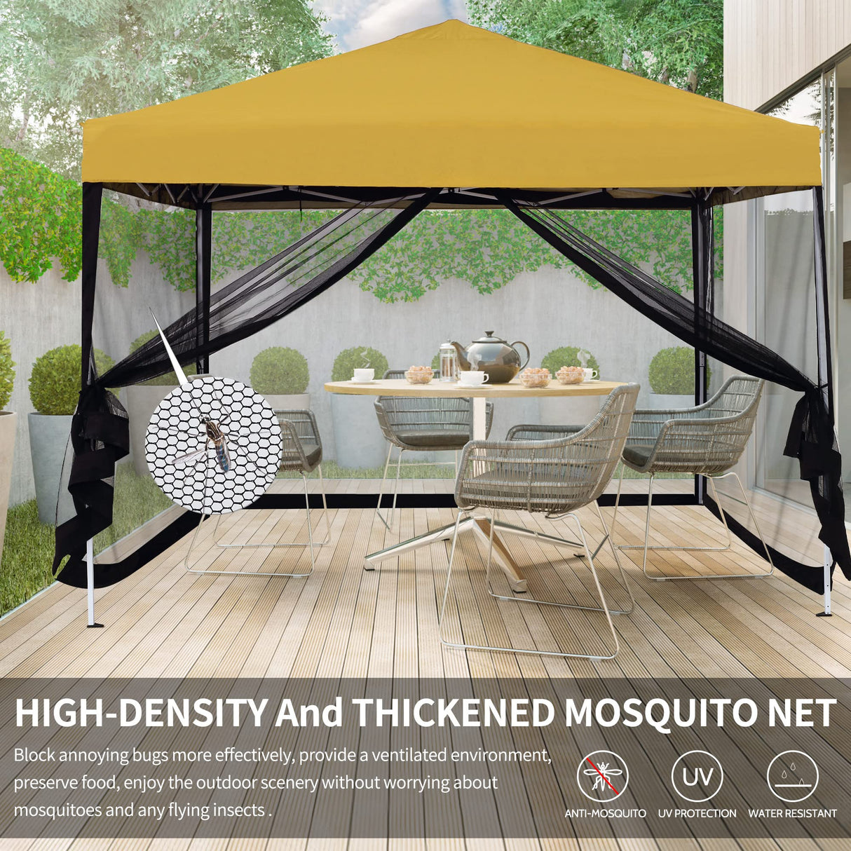 WenHaus 10'x10' Mosquito Netting for Patio with Zipper, Outdoor Replacement Mesh Sidewall Netting for Porch/Patio/Canopy/Gazebo (Mosquito Netting Only, Black) WenHaus