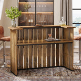 Tribesigns 63-Inch Home Bar Unit, Farmhouse Liquor Bar Table with Storage Shelves, 2-Tier Wine Bar Cabinet Mini Bar Table for Home Pub, Bistro, Rustic Brown Tribesigns