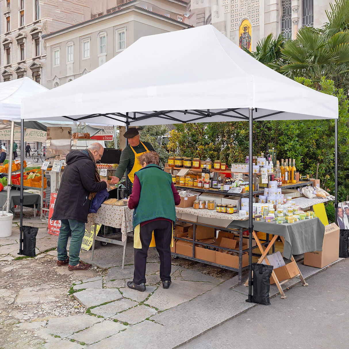 Yaheetech Heavy Duty Pop Up Canopy Tent, 10x15 Commercial Instant Shelter Tent, Outdoor Adjustable Canopy with Wheeled Bag, 4 Sandbags & 8 Stakes, White Yaheetech
