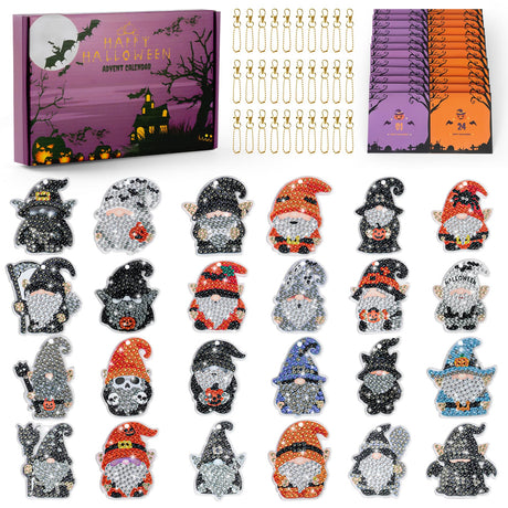 Halloween Diamond Painting Advent Calendar 2025, Unique Gnomes Advent Calendar 24 Days, DIY Crafts Diamond Art Calendar, Keychains, Trick or Treat, Surprise Halloween Gifts for Girls, Kids, Women, Adult (Purple Box) compareye