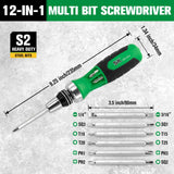 SK 12-in-1 Ratcheting Screwdriver, 216-P, Multi-bit Driver with Quick-Load Mechanism, S2 Steel, with Phillips, Slotted, Star, Square Bits Stored in Handle SK