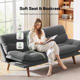 Marsail Futon Sofa Bed, Futon Couch with Adjustable Backrest & Armrests, Convertible Small Sleeper Sofa Bed for Small Apartments, Study Room, Office, Corduroy Loveseat, Dark Grey Marsail