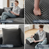 MANGODAN 110” Cloud Sectional Couch, Boneless Sofa for Living Room, Modular Sectional Sofa with Deep Seat, Comfy Fluffy Couch with L-Shaped Chaise, No Assembly Required (Left-Facing Chaise, Dark Grey) Mangodan