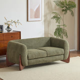 Christopher Knight Home Alma 63" Boucle Loveseat with Wood Legs, 2 Seater Sofa Couches for Living Room, Upholstered Couch Chair, Soft Seating Lounge Sofa Chair, Cozy Loveseat with Armrest, Olive Green Christopher Knight Home