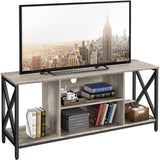 Yaheetech TV Stand for 65 inch TV Console Table with Storage Shelves Cabinet, 55" Wood Entertainment Center for Living Room, Industrial Modern Style TV Cabinet for Flat Screens, Gray Yaheetech