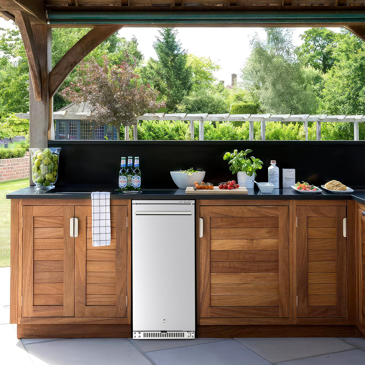 Frostronics 15 Inch 100 Cans Outdoor Beverage Refrigerator, 3.5 cu. ft. Built-in Beverage Cooler with Easy-Swap Reversible Door, 26°F Outdoor Beverage Fridge, SUS304, Lockable, ETL & NSF7 Certified Frostronics