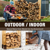 TIDYBOSS Outdoor Firewood Log Storage Rack | 2x4 Bracket kit | Adjustable to Any Length with Seal Strip, Gloves, Steel Plates and Screws (Dark Brown) TIDYBOSS