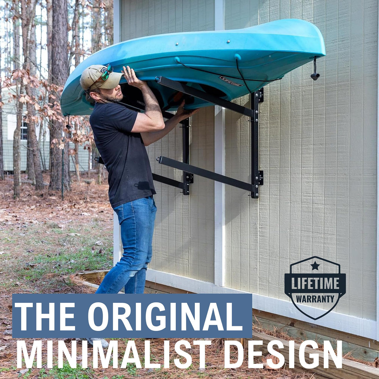 StoreYourBoard G-Kayak Wall Rack – Heavy-Duty Outdoor Kayak Rack for 2 Boats, Adjustable Storage Wall Mount Hanger, Space-Saving Outdoor Storage for Kayak Wall Mount - Holds 200 lbs - Silver StoreYourBoard