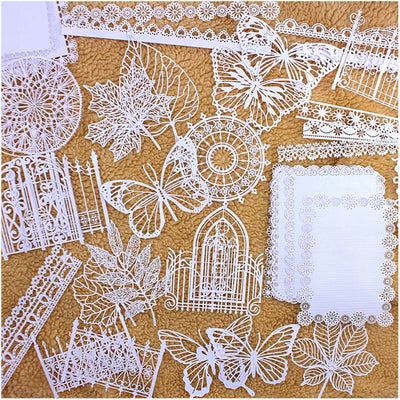 Vintage Scrapbook Paper Lace for Scrapbooking Supplies Kit,Diuhofart 40 Pcs Decorative Paper Cutouts for Junk Journaling,DIY Craft Album Planner Embellishments,Card Making