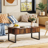 WLIVE Lift Top Coffee Table with Storage, 40.9" Coffee Table with Lifting Top & Sliding Top, Wood Modern Center Table with 2 Hidden Compartment for Living Room, Retro Brown WLIVE