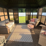 PURPLE LEAF 12' X 20' Solarium Sunroom Permanent Hardtop Gazebo Galvanized Steel Double Roof Aluminum Outdoor Enclosed Gazebo for Lawn Deck Backyard Grey PURPLE LEAF