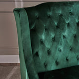 Christopher Knight Home Leora Modern Glam Tufted Velvet Wingback Loveseat, Emerald / Dark Brown Christopher Knight Home