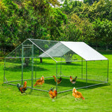 Outdoor Metal Chicken Coop Large Walk-in Poultry Cage Spire-Shaped Chicken Run with Waterproof and Anti-Ultraviolet Cover for Outside,Backyard and Farm,13' L x 9.8' W x 6.4' H HOOYEAH